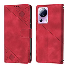 Custodia Portafoglio In Pelle Cover con Supporto YB3 per Xiaomi Mi 13 Lite 5G Rosso