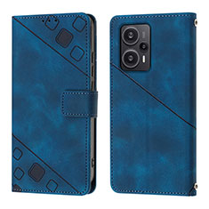 Custodia Portafoglio In Pelle Cover con Supporto YB3 per Xiaomi Poco F5 5G Blu