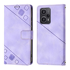 Custodia Portafoglio In Pelle Cover con Supporto YB3 per Xiaomi Poco F5 5G Viola