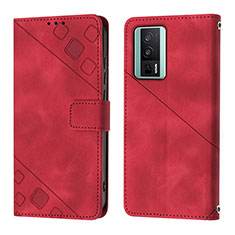 Custodia Portafoglio In Pelle Cover con Supporto YB3 per Xiaomi Poco F5 Pro 5G Rosso