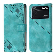 Custodia Portafoglio In Pelle Cover con Supporto YB3 per Xiaomi Poco M4 Pro 4G Verde
