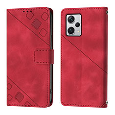 Custodia Portafoglio In Pelle Cover con Supporto YB3 per Xiaomi Redmi Note 12 Pro+ Plus 5G Rosso