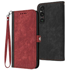Custodia Portafoglio In Pelle Cover con Supporto YX1 per Sony Xperia 1 V Rosso
