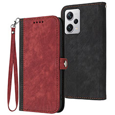 Custodia Portafoglio In Pelle Cover con Supporto YX1 per Xiaomi Redmi Note 12 Pro 5G Rosso