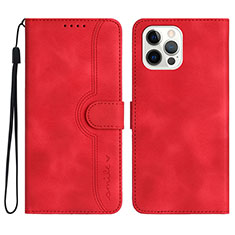 Custodia Portafoglio In Pelle Cover con Supporto YX2 per Apple iPhone 13 Pro Rosso Rosa
