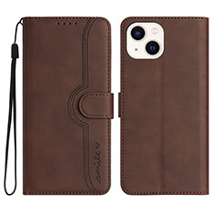 Custodia Portafoglio In Pelle Cover con Supporto YX2 per Apple iPhone 14 Marrone