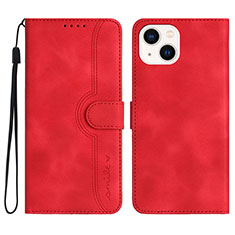 Custodia Portafoglio In Pelle Cover con Supporto YX2 per Apple iPhone 14 Plus Rosso Rosa