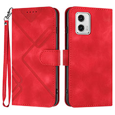 Custodia Portafoglio In Pelle Cover con Supporto YX2 per Motorola Moto G 5G (2023) Rosso