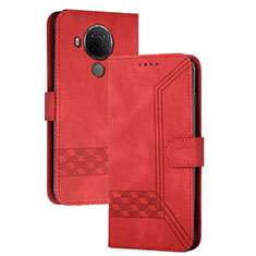 Custodia Portafoglio In Pelle Cover con Supporto YX2 per Nokia 5.4 Rosso