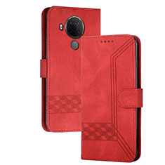 Custodia Portafoglio In Pelle Cover con Supporto YX2 per Nokia C300 Rosso