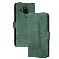 Custodia Portafoglio In Pelle Cover con Supporto YX2 per Nokia C300 Verde