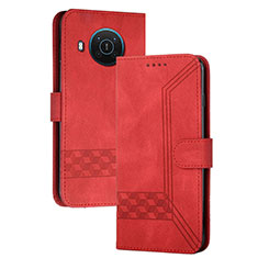 Custodia Portafoglio In Pelle Cover con Supporto YX2 per Nokia X10 Rosso