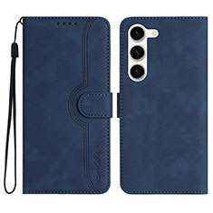 Custodia Portafoglio In Pelle Cover con Supporto YX2 per Samsung Galaxy S22 5G Blu