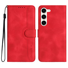 Custodia Portafoglio In Pelle Cover con Supporto YX2 per Samsung Galaxy S22 Plus 5G Rosso