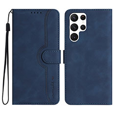 Custodia Portafoglio In Pelle Cover con Supporto YX2 per Samsung Galaxy S23 Ultra 5G Blu