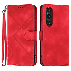 Custodia Portafoglio In Pelle Cover con Supporto YX2 per Sony Xperia 1 V Rosso