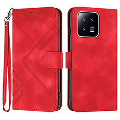 Custodia Portafoglio In Pelle Cover con Supporto YX2 per Xiaomi Mi 13 5G Rosso