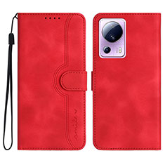 Custodia Portafoglio In Pelle Cover con Supporto YX2 per Xiaomi Mi 13 Lite 5G Rosso