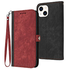 Custodia Portafoglio In Pelle Cover con Supporto YX3 per Apple iPhone 14 Plus Rosso