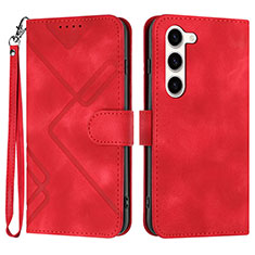 Custodia Portafoglio In Pelle Cover con Supporto YX3 per Samsung Galaxy S22 5G Rosso