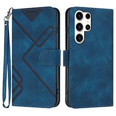 Custodia Portafoglio In Pelle Cover con Supporto YX3 per Samsung Galaxy S22 Ultra 5G Blu