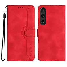 Custodia Portafoglio In Pelle Cover con Supporto YX3 per Sony Xperia 1 V Rosso