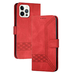 Custodia Portafoglio In Pelle Cover con Supporto YX4 per Apple iPhone 13 Pro Max Rosso