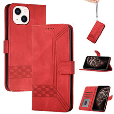 Custodia Portafoglio In Pelle Cover con Supporto YX4 per Apple iPhone 15 Plus Rosso