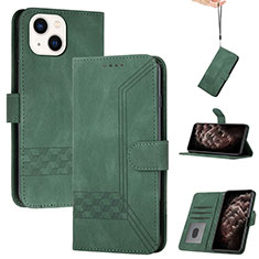 Custodia Portafoglio In Pelle Cover con Supporto YX4 per Apple iPhone 15 Plus Verde