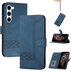 Custodia Portafoglio In Pelle Cover con Supporto YX4 per Samsung Galaxy S22 5G Blu