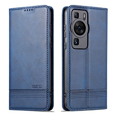 Custodia Portafoglio In Pelle Cover con Supporto YZ1 per Huawei P60 Blu