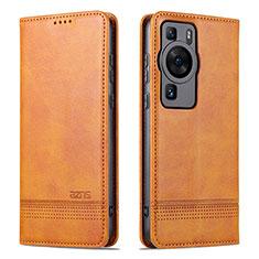 Custodia Portafoglio In Pelle Cover con Supporto YZ1 per Huawei P60 Marrone Chiaro