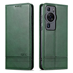 Custodia Portafoglio In Pelle Cover con Supporto YZ1 per Huawei P60 Pro Verde