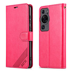 Custodia Portafoglio In Pelle Cover con Supporto YZ3 per Huawei P60 Pro Rosa Caldo