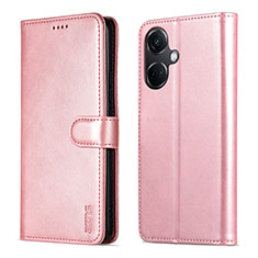 Custodia Portafoglio In Pelle Cover con Supporto YZ5 per OnePlus Nord CE 3 5G Oro Rosa
