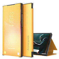 Custodia Portafoglio In Pelle Cover con Supporto ZL1 per Samsung Galaxy A12 Nacho Giallo