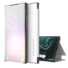 Custodia Portafoglio In Pelle Cover con Supporto ZL1 per Samsung Galaxy M02 Argento