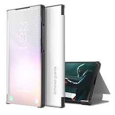 Custodia Portafoglio In Pelle Cover con Supporto ZL1 per Samsung Galaxy S22 Ultra 5G Argento