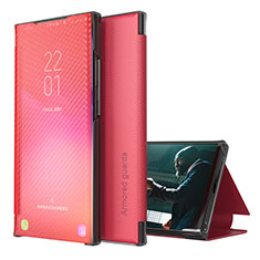 Custodia Portafoglio In Pelle Cover con Supporto ZL1 per Samsung Galaxy S22 Ultra 5G Rosso