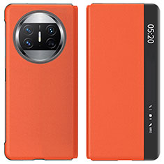 Custodia Portafoglio In Pelle Cover con Supporto ZL2 per Huawei Mate X3 Arancione