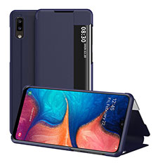 Custodia Portafoglio In Pelle Cover con Supporto ZL2 per Samsung Galaxy A20e Blu