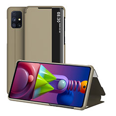 Custodia Portafoglio In Pelle Cover con Supporto ZL2 per Samsung Galaxy M51 Oro