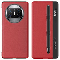 Custodia Portafoglio In Pelle Cover con Supporto ZL4 per Huawei Mate X3 Rosso