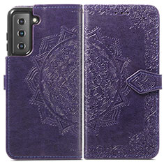 Custodia Portafoglio In Pelle Fantasia Modello Cover con Supporto A01D per Samsung Galaxy S21 5G Viola