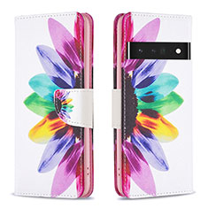 Custodia Portafoglio In Pelle Fantasia Modello Cover con Supporto B01F per Google Pixel 7 Pro 5G Multicolore