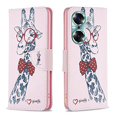 Custodia Portafoglio In Pelle Fantasia Modello Cover con Supporto B01F per Huawei Honor 60 5G Rosa