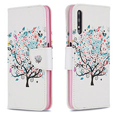 Custodia Portafoglio In Pelle Fantasia Modello Cover con Supporto B01F per Huawei Honor 9X Bianco