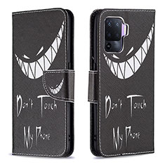 Custodia Portafoglio In Pelle Fantasia Modello Cover con Supporto B01F per Oppo A94 4G Nero