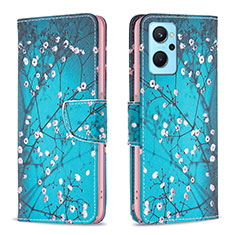 Custodia Portafoglio In Pelle Fantasia Modello Cover con Supporto B01F per Oppo A96 4G Ciano