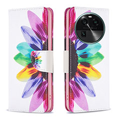 Custodia Portafoglio In Pelle Fantasia Modello Cover con Supporto B01F per Oppo Find X6 5G Multicolore